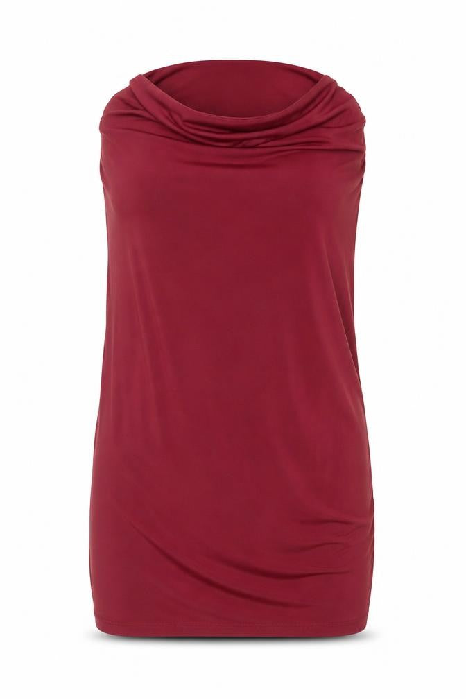 H&M Womens Red Polyester Mini Size S Cowl Neck Pullover