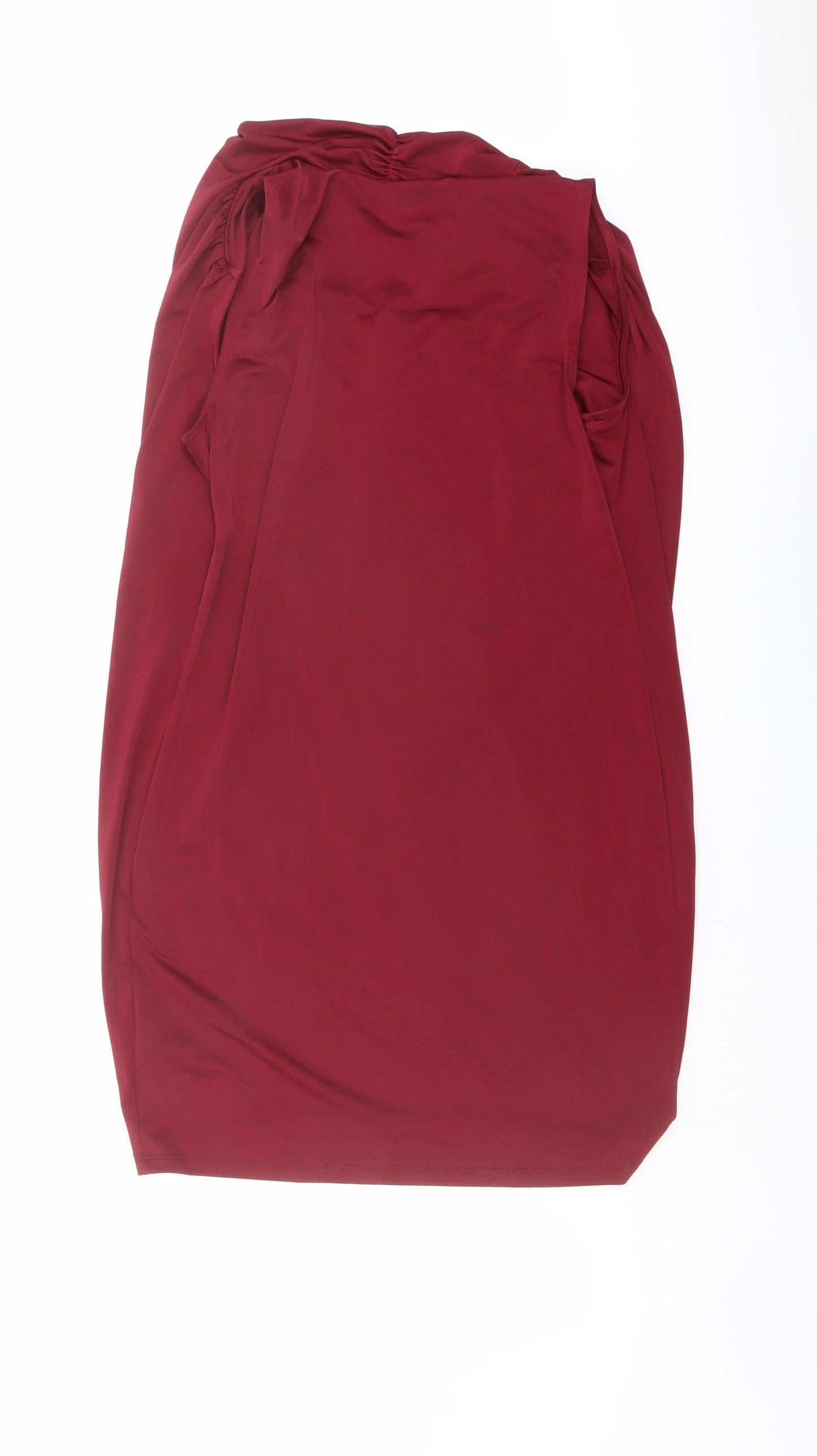 H&M Womens Red Polyester Mini Size S Cowl Neck Pullover