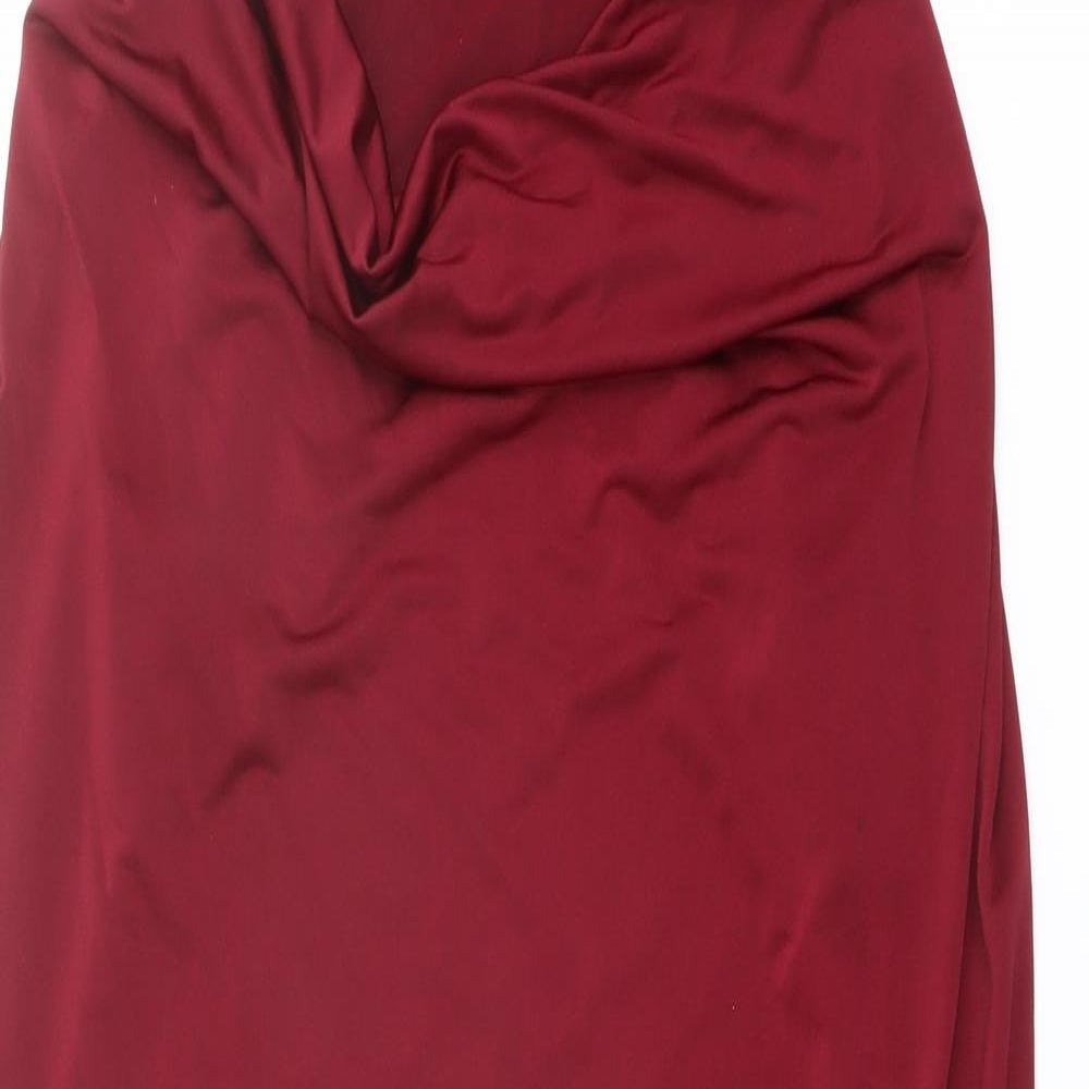 H&M Womens Red Polyester Mini Size S Cowl Neck Pullover