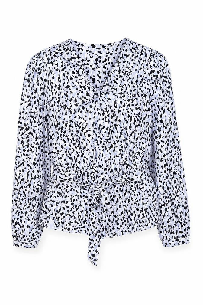 Marks & Spencer Womens Purple Animal Print Viscose Basic Blouse Size 16 V-Neck - Leopard Print