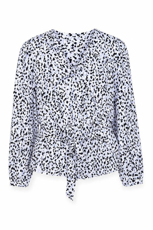 Marks and Spencer Womens Purple Animal Print Viscose Basic Blouse Size 16 V-Neck - Leopard Print