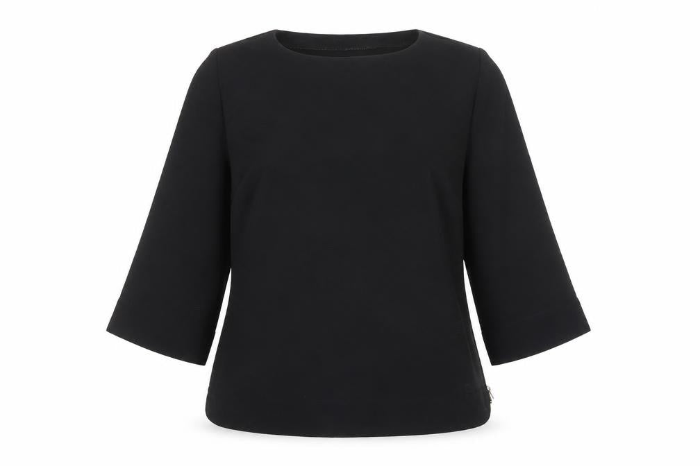 Warehouse Womens Black Polyester Basic Blouse Size 8 Round Neck