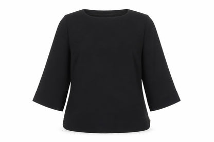 Warehouse Womens Black Polyester Basic Blouse Size 8 Round Neck