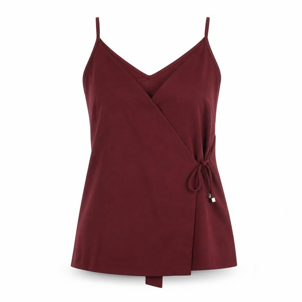 Miss Selfridge Womens Red Polyester Wrap Tank Size 10 V-Neck