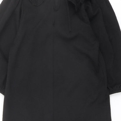 Zara Womens Black Polyester A-Line Size S Collared Pullover