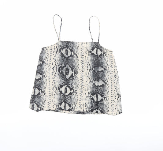 Topshop Womens Beige Animal Print Polyester Camisole Tank Size 8 Square Neck - Snakeskin Pattern