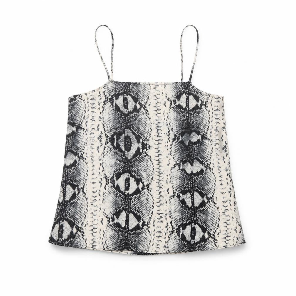 Topshop Womens Beige Animal Print Polyester Camisole Tank Size 8 Square Neck - Snakeskin Pattern