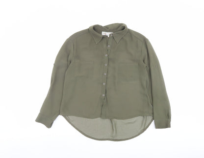 Cameo Rose Womens Green Polyester Basic Button-Up Size 8 Collared