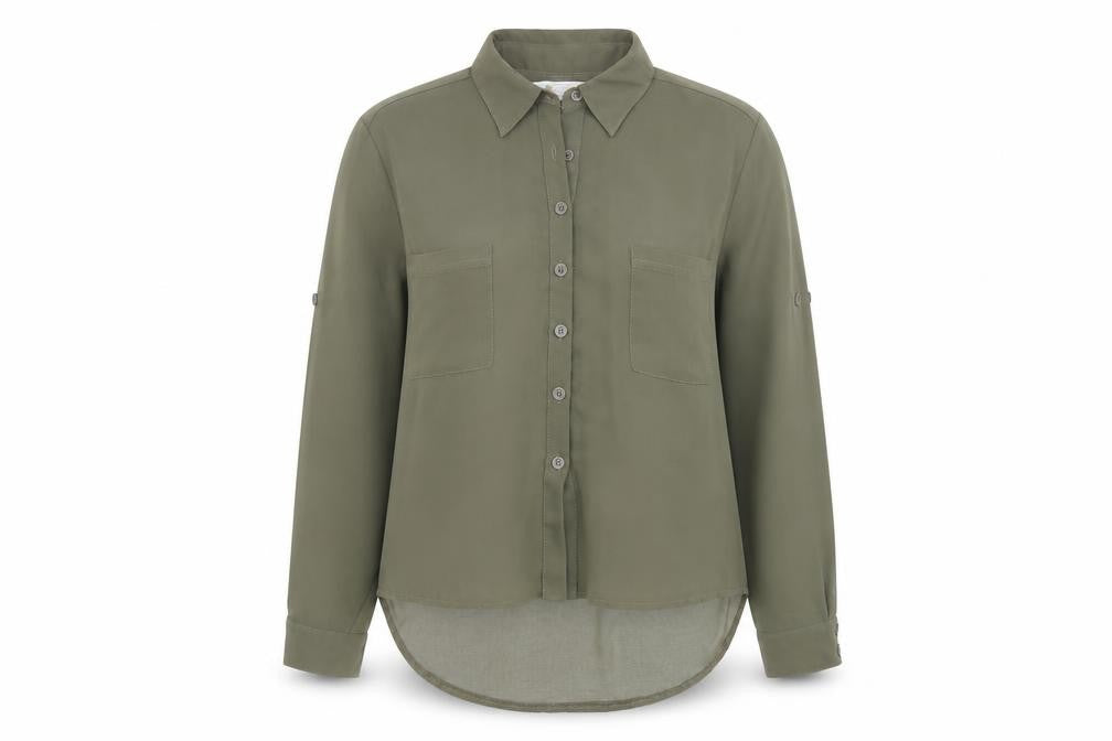 Cameo Rose Womens Green Polyester Basic Button-Up Size 8 Collared