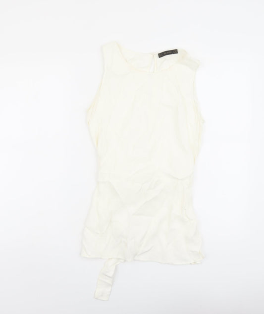 Zara Womens Ivory Polyester Basic Tank Size S Round Neck