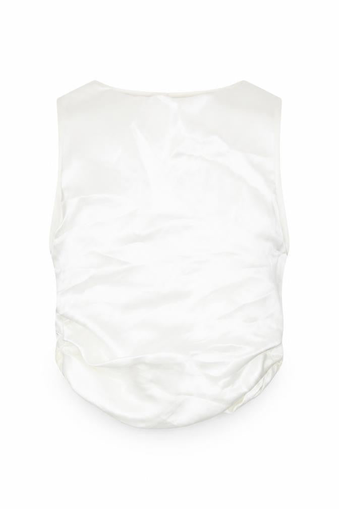 Zara Womens Ivory Polyester Cropped Tank Size L Square Neck