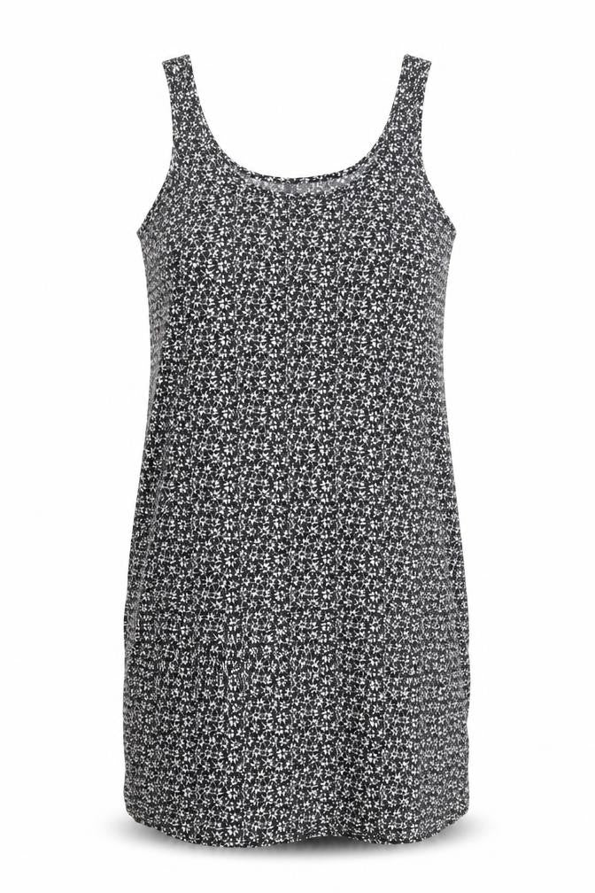 H&M Womens Beige Floral Viscose Tank Dress Size 8 Scoop Neck Pullover