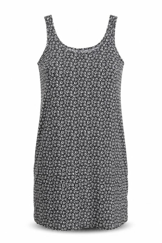 H&M Womens Beige Floral Viscose Tank Dress Size 8 Scoop Neck Pullover