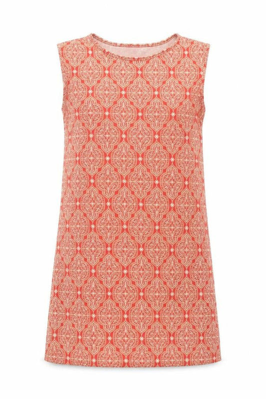 Boohoo Womens Orange Geometric Polyester Shift Size 10 Boat Neck Pullover