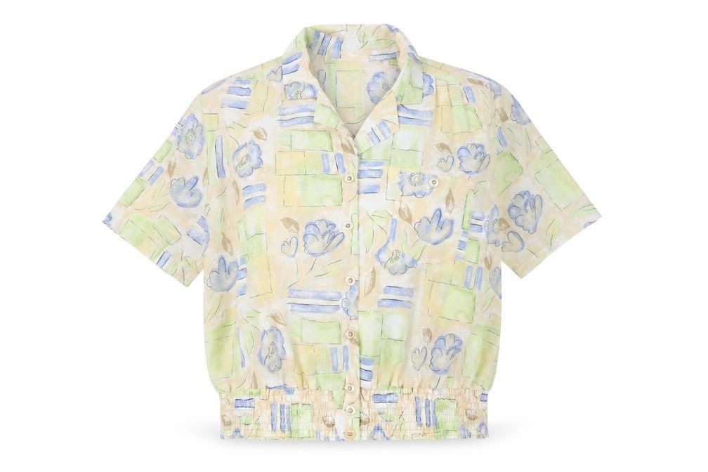 First Avenue Womens Multicoloured Geometric Polyester Basic Button-Up Size 18 Collared