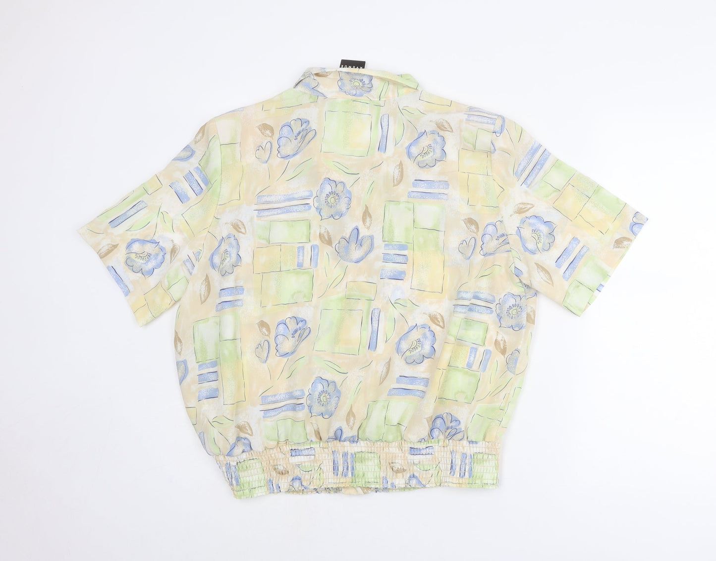 First Avenue Womens Multicoloured Geometric Polyester Basic Button-Up Size 18 Collared