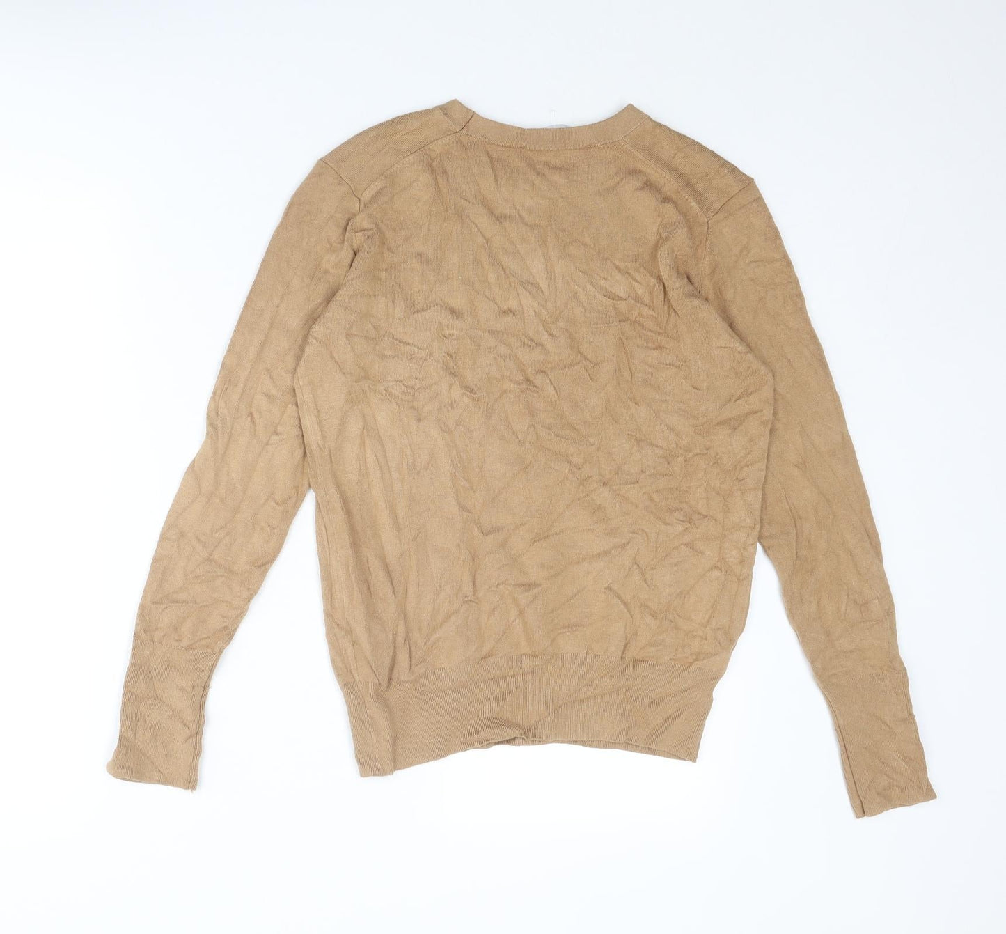 Zara Womens Beige Round Neck Viscose Pullover Jumper Size L