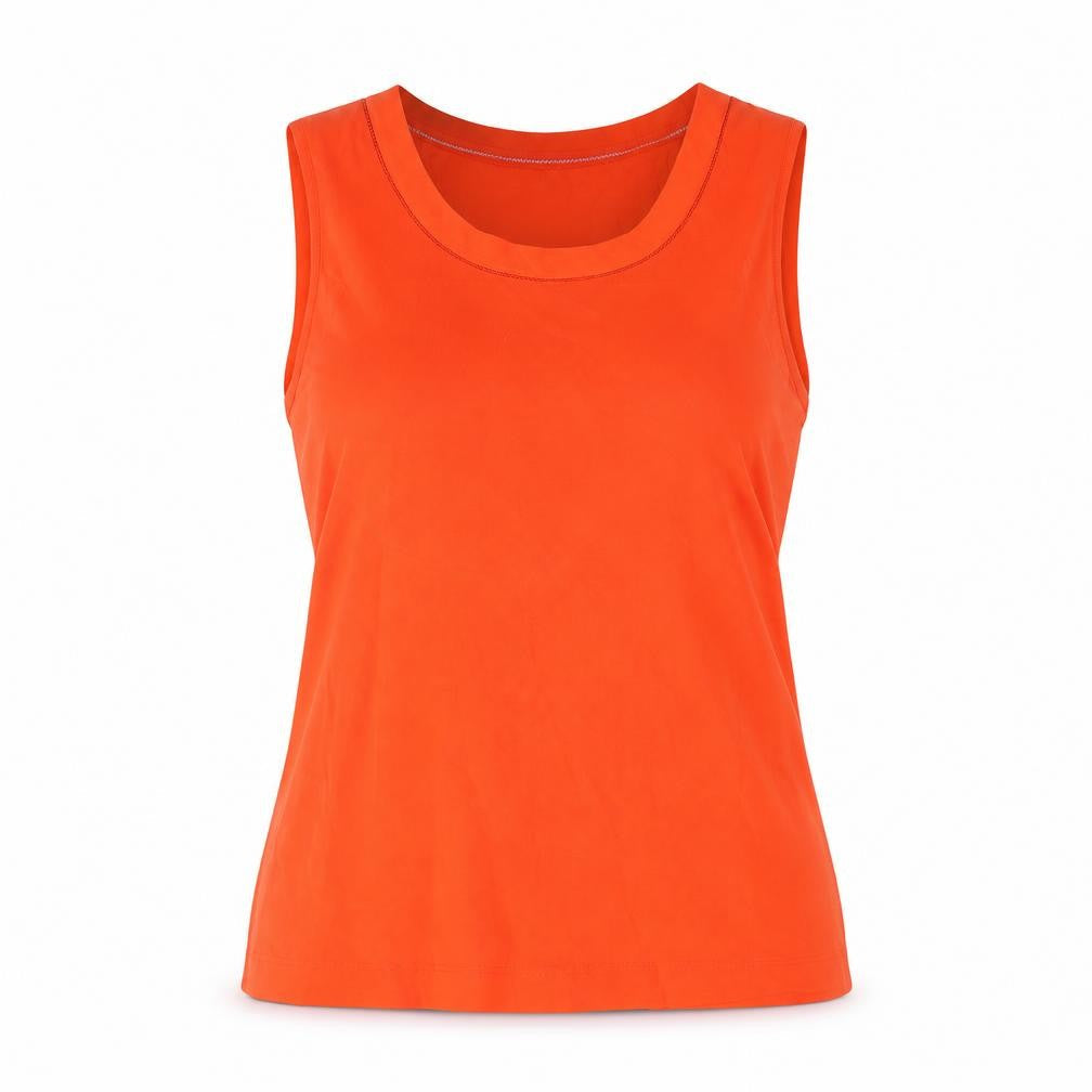 French Connection Womens Red Polyester Basic Tank Size L Round Neck