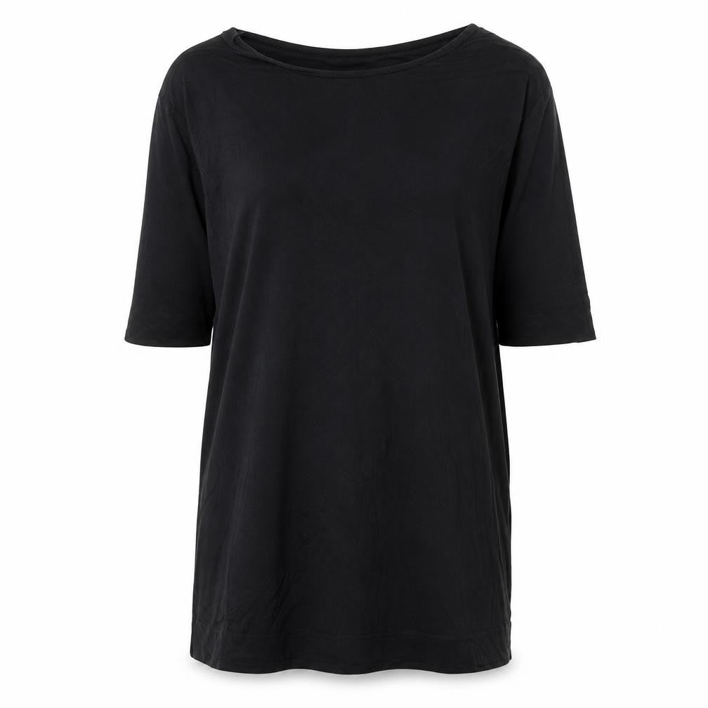 Peruvian Connection Womens Black Viscose Basic T-Shirt Size XS Round Neck - Side Slits
