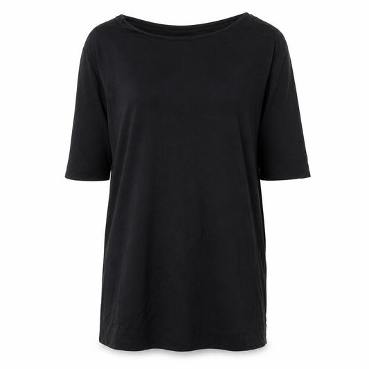 Peruvian Connection Womens Black Viscose Basic T-Shirt Size XS Round Neck - Side Slits