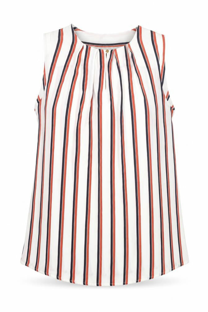 Marks & Spencer Womens Multicoloured Striped Polyester Basic Blouse Size 8 Round Neck