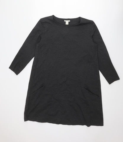 H&M Womens Grey Polyester Shift Size L Round Neck Pullover