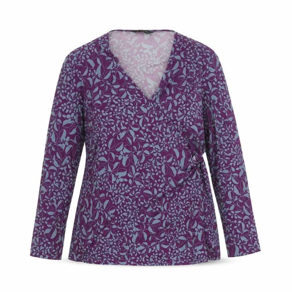 Wardrobe Womens Purple Floral Polyester Basic Blouse Size 16 V-Neck