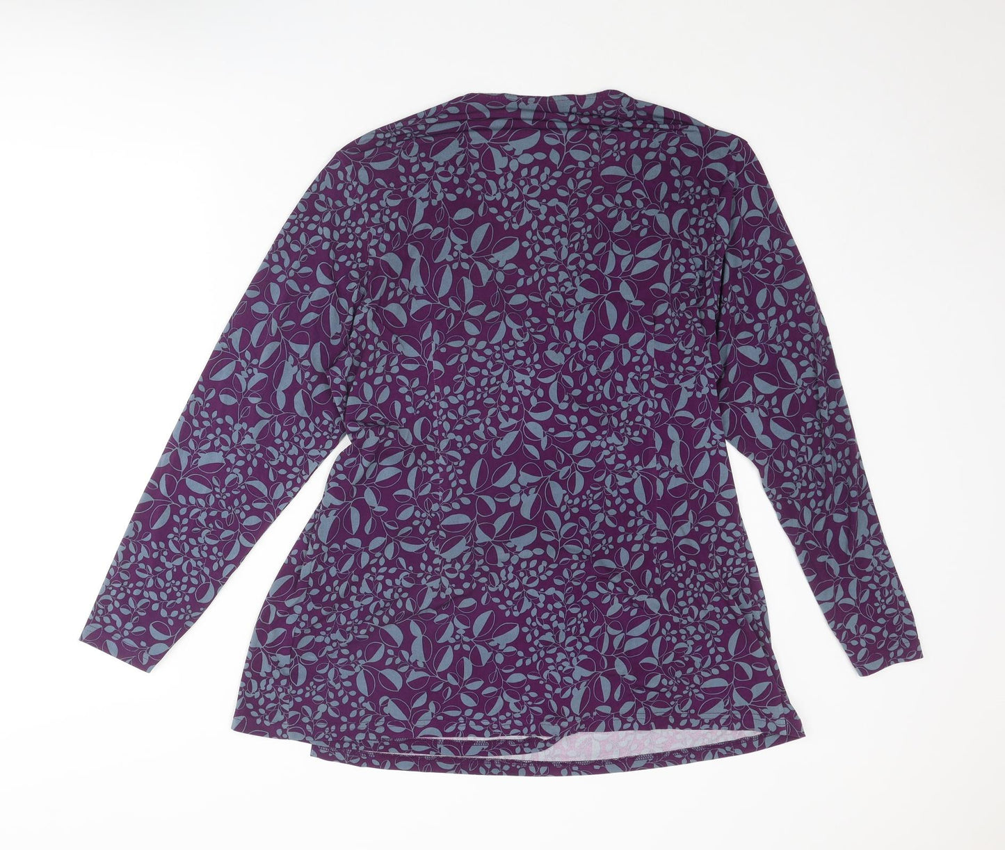 Wardrobe Womens Purple Floral Polyester Basic Blouse Size 16 V-Neck