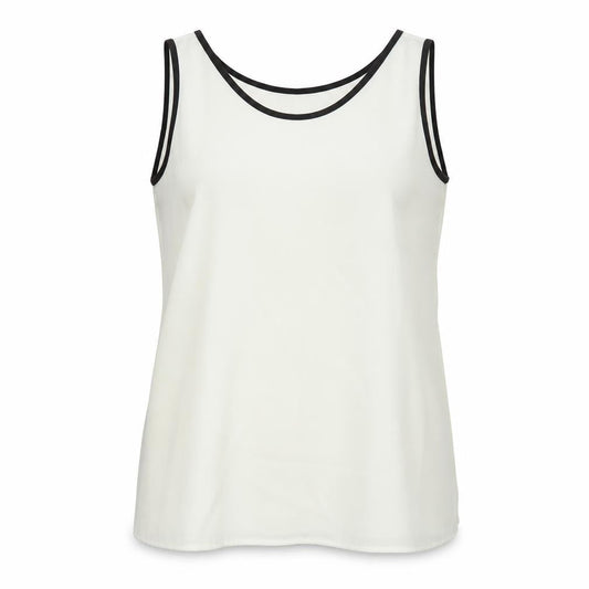 BASSINI Womens Ivory Polyester Basic Tank Size 16 Round Neck