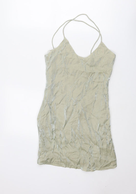 Goldie Womens Beige Polyester Mini Size M Scoop Neck Zip