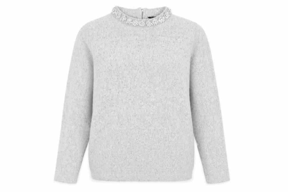Dorothy Perkins Womens Grey Crew Neck Acrylic Pullover Jumper Size 12