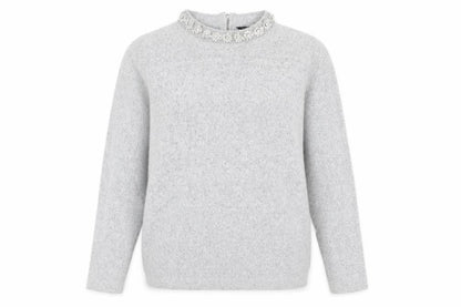 Dorothy Perkins Womens Grey Crew Neck Acrylic Pullover Jumper Size 12