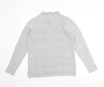 Dorothy Perkins Womens Grey Crew Neck Acrylic Pullover Jumper Size 12