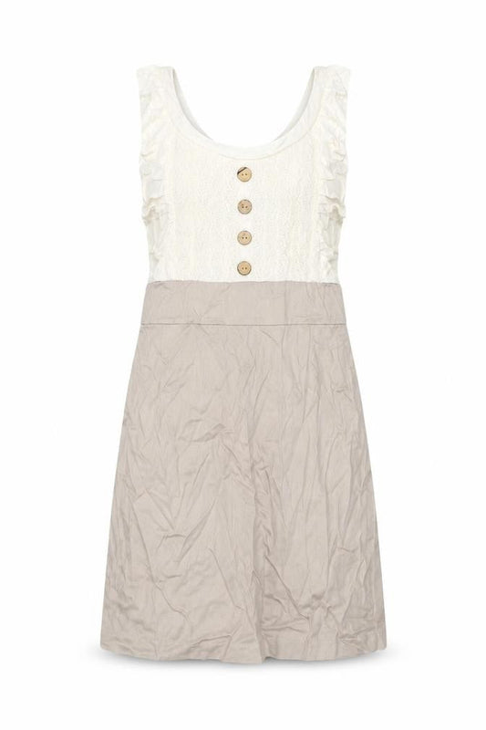 TFNC Womens Beige Cotton Tank Dress Size 10 Scoop Neck Zip - Lace Details