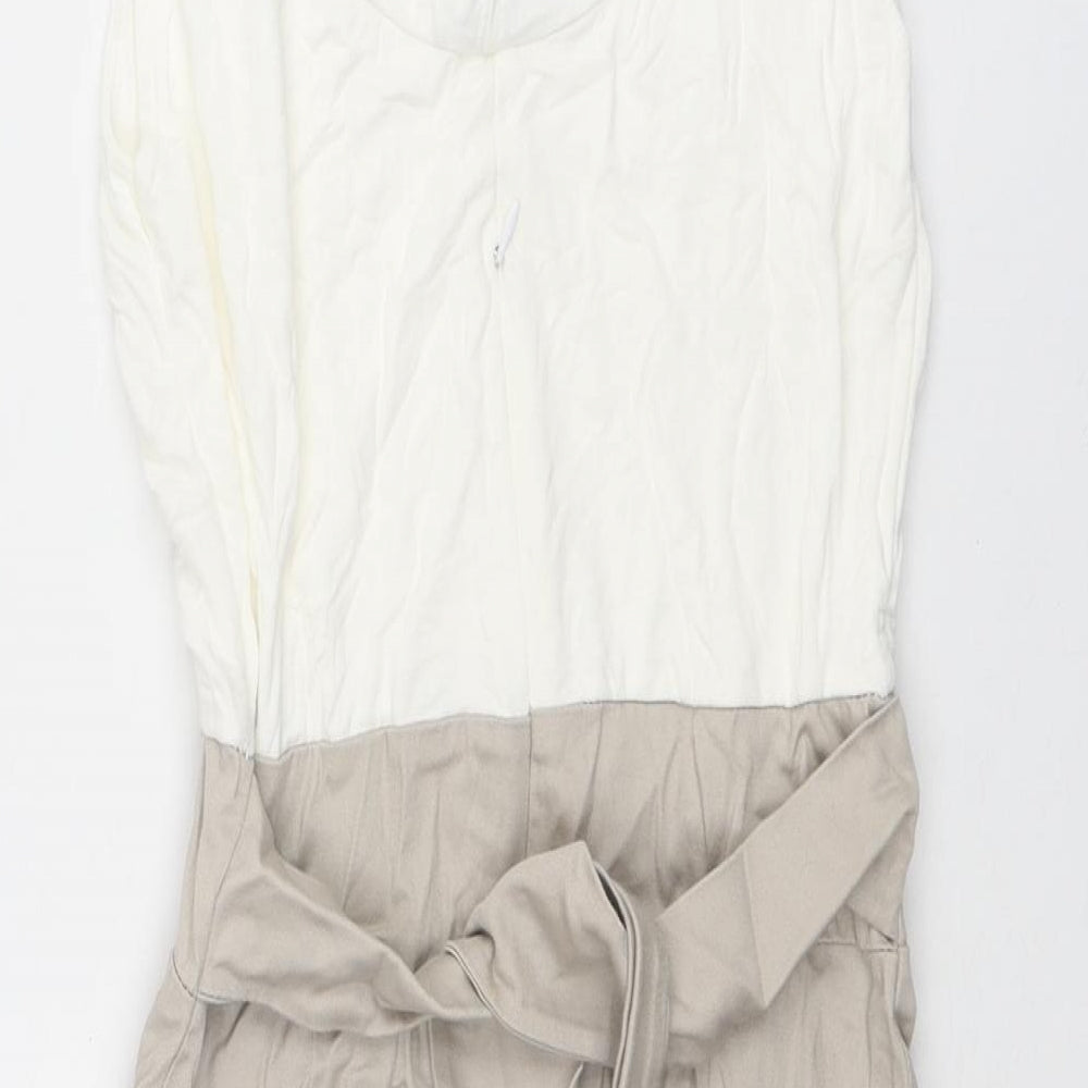 TFNC Womens Beige Cotton Tank Dress Size 10 Scoop Neck Zip - Lace Details