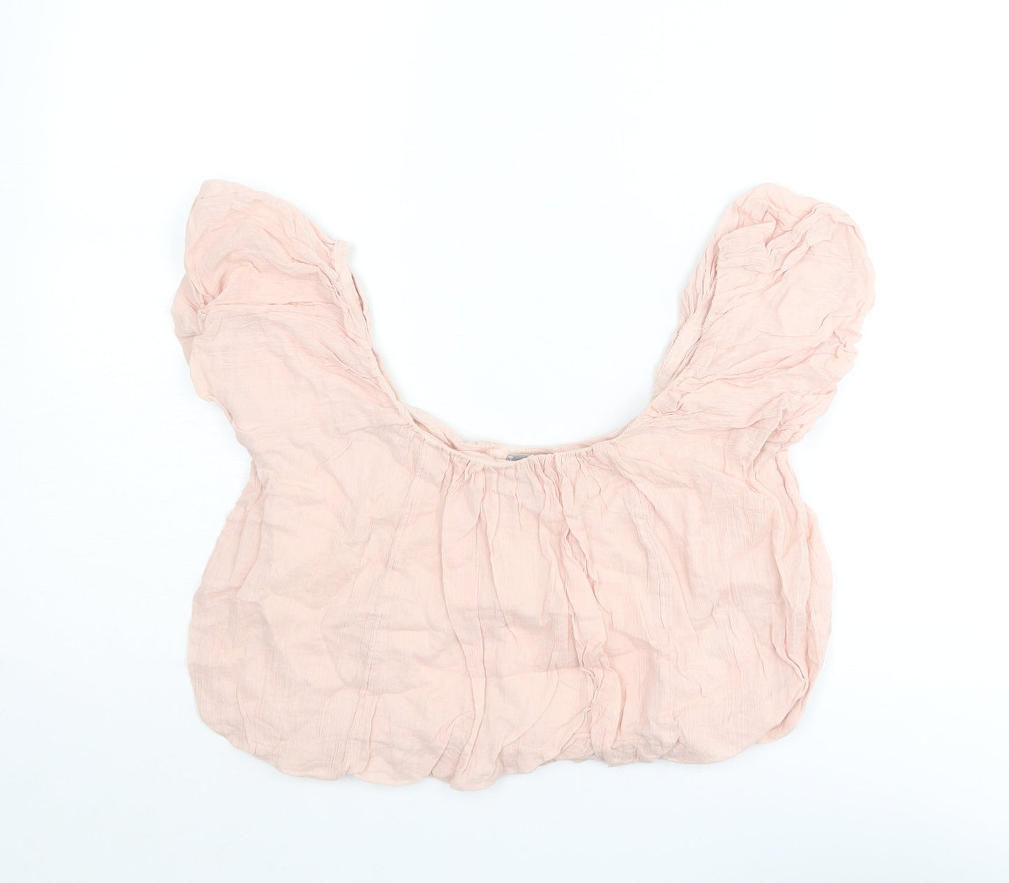 ASOS Womens Pink Cotton Cropped Blouse Size 6 Round Neck