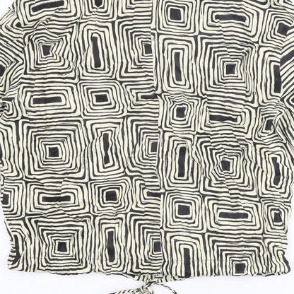 Zara Womens Ivory Geometric Polyester Basic Blouse Size S Collared