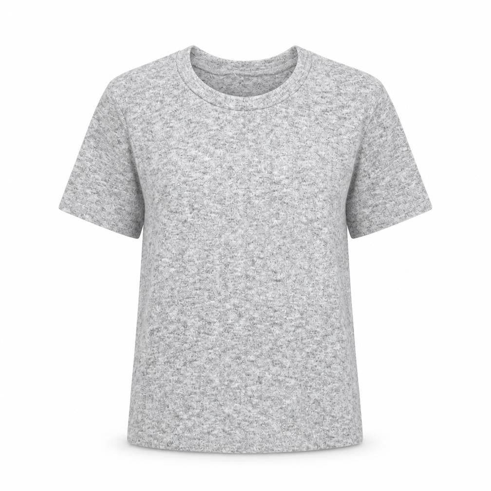 Zara Womens Grey Geometric Polyester Basic T-Shirt Size S Round Neck