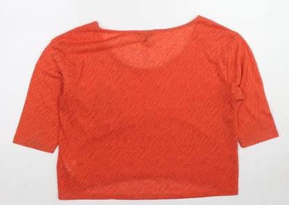 Marks & Spencer Womens Red Animal Print Polyester Basic T-Shirt Size 12 Boat Neck