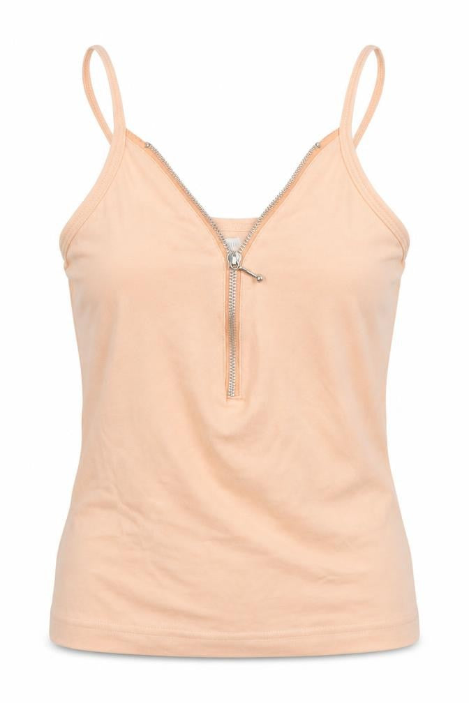 Influence Womens Beige Polyester Basic Tank Size S V-Neck - Size S-M