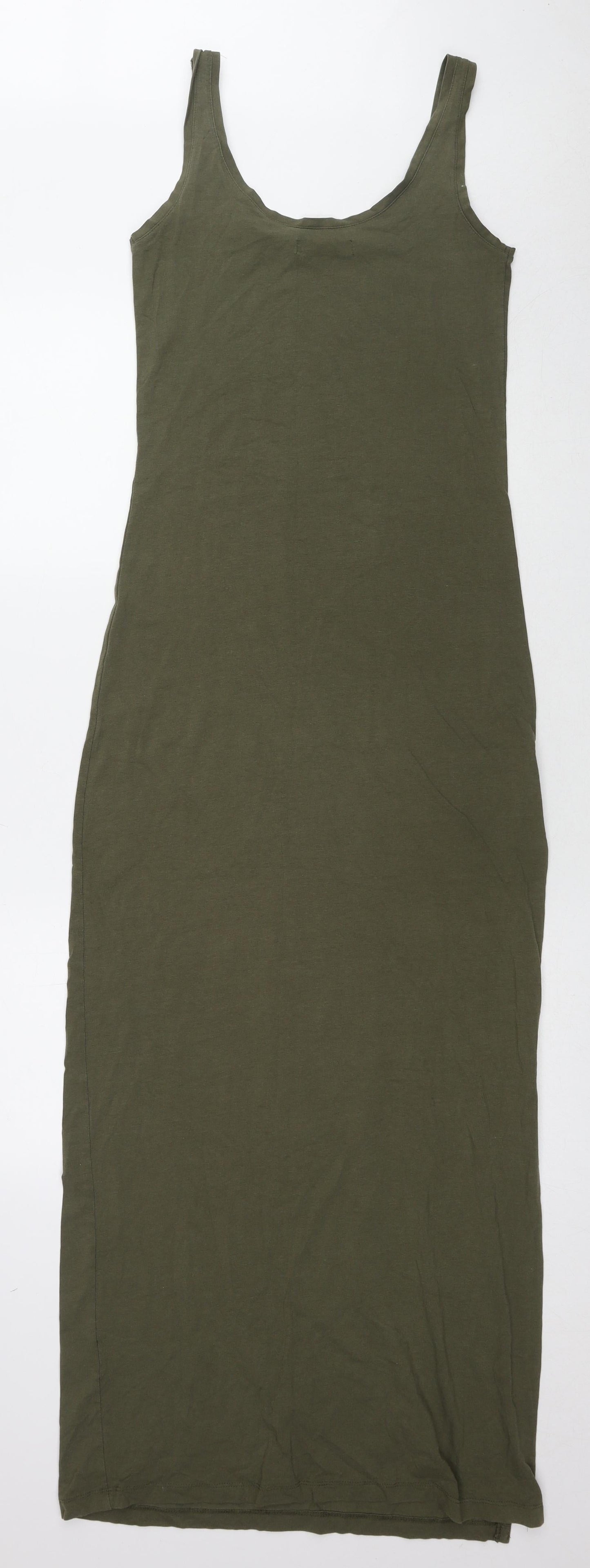 VILA Womens Green Cotton Maxi Size S Scoop Neck Pullover