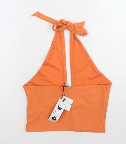 Stradivarius Womens Orange Polyester Cropped Tank Size M Halter