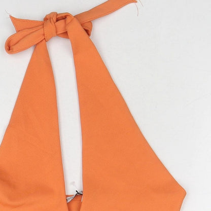 Stradivarius Womens Orange Polyester Cropped Tank Size M Halter