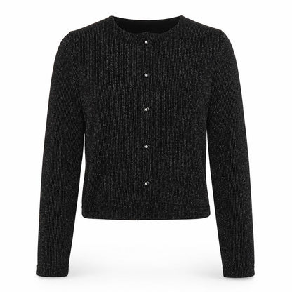 Ronni Nicole Womens Black Polyester Basic Button-Up Size M Round Neck