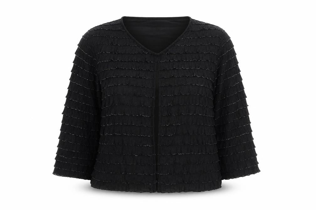 Klass Womens Black Polyester Basic Blouse Size L Round Neck