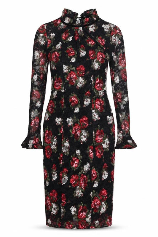 Marks and Spencer Womens Multicoloured Floral Polyester A-Line Size 6 Mock Neck Zip