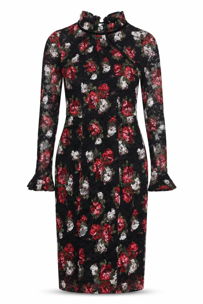 Marks & Spencer Womens Multicoloured Floral Polyester A-Line Size 6 Mock Neck Zip