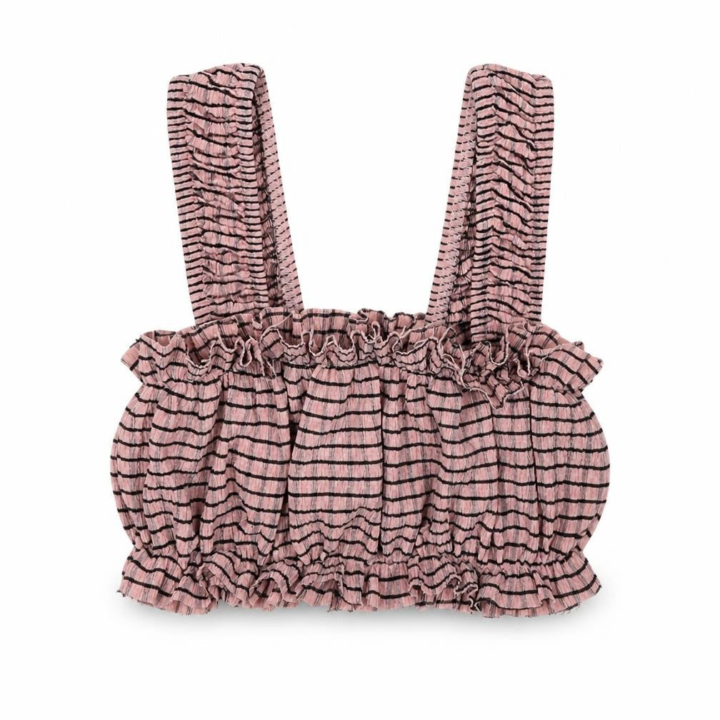 Topshop Womens Pink Striped Polyester Cropped Tank Size 6 Square Neck