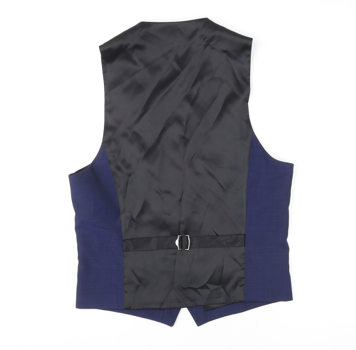 John Lewis Mens Blue Polyester Jacket Suit Waistcoat Size 36 Regular