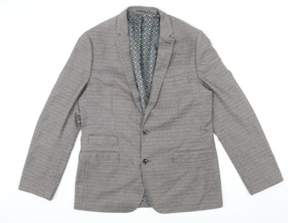 ONESIX5IVE5ive Mens Brown Geometric Polyester Jacket Suit Jacket Size 44 Regular